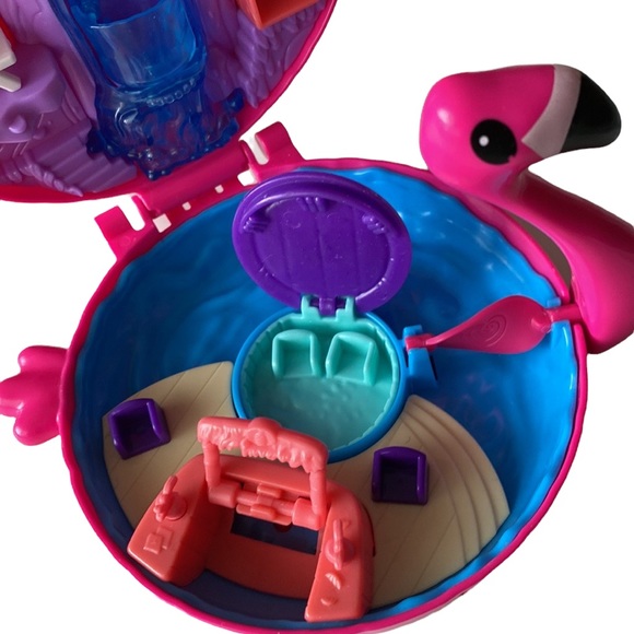 POLLY POCKET PINK FLAMINGO FLOATIE POOL COMPACT Only - Picture 4 of 5